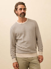 Double Knit Crewneck - Oat Navy Stripe