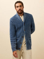 Chunky Indigo Cardigan - Windcliff Indigo Wash