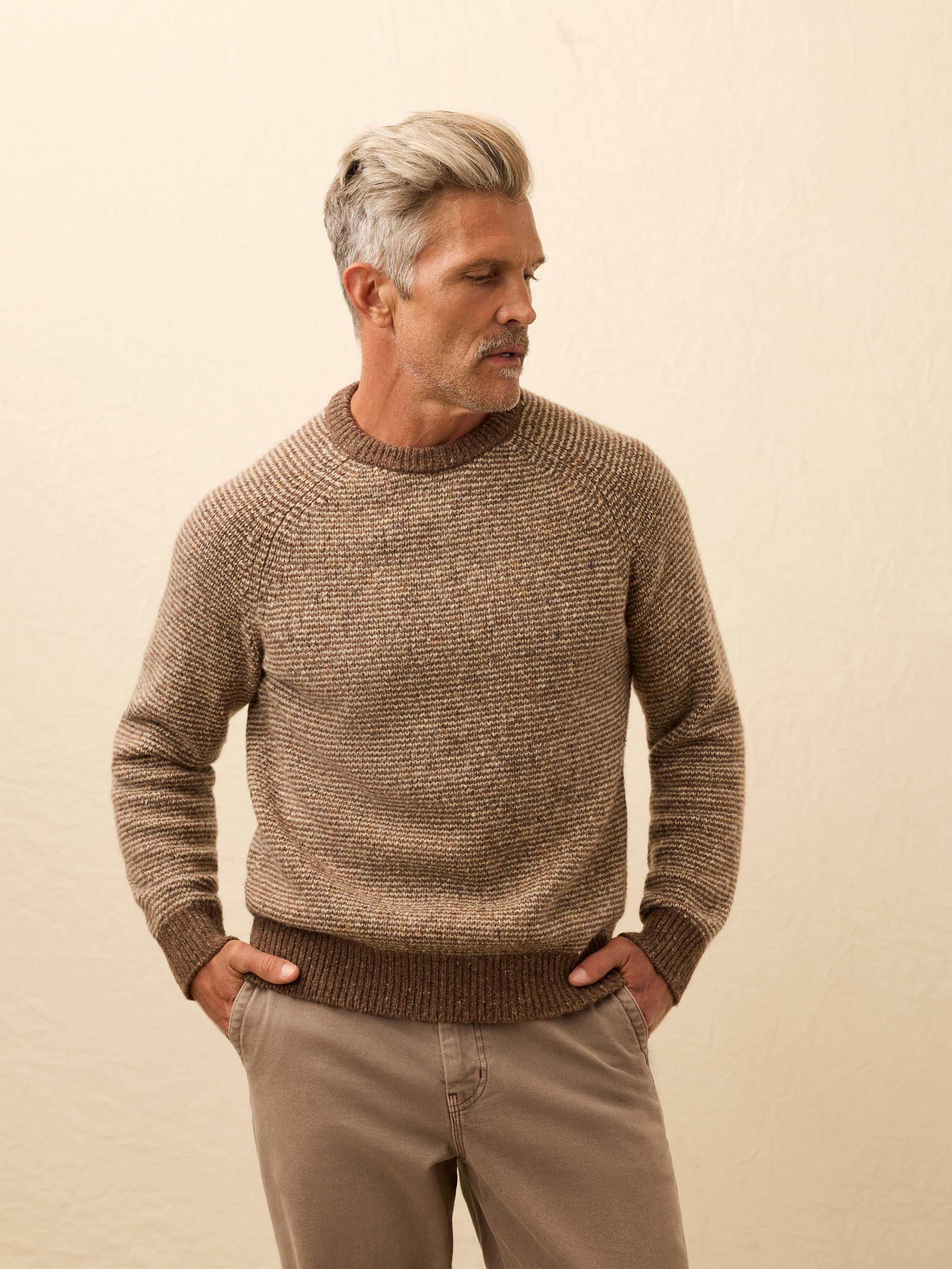 Donegal Crew Sweater - Walnut Feeder Marl