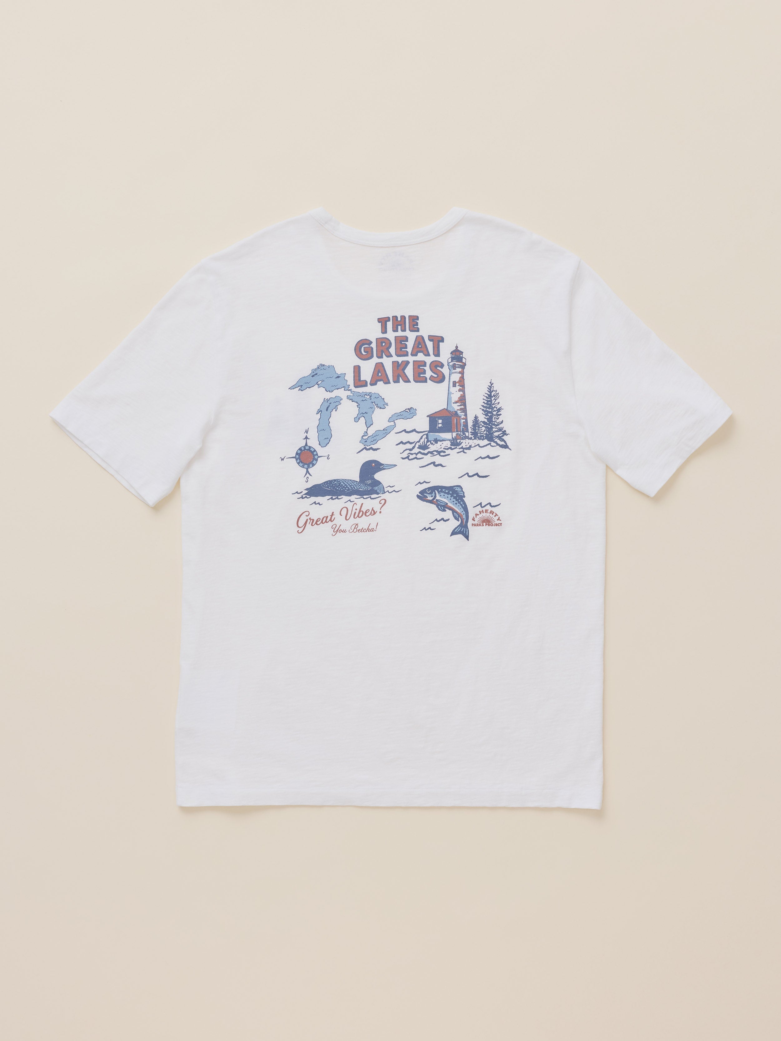 Faherty x Parks Project Great Lakes Short-Sleeve Sunwashed Regenerative Tee - White