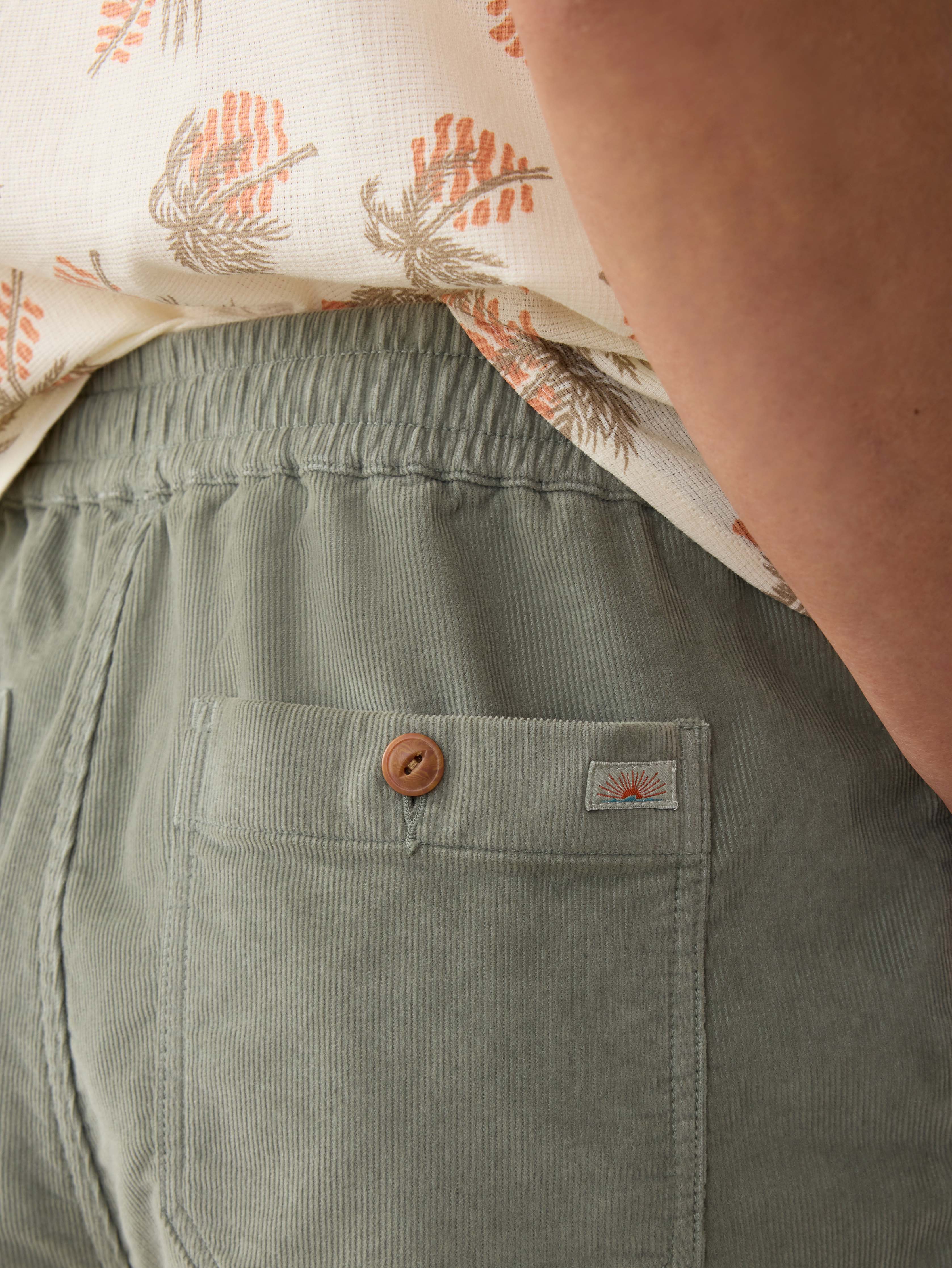 Corduroy Drawstring Utility Short - Coastal Sage